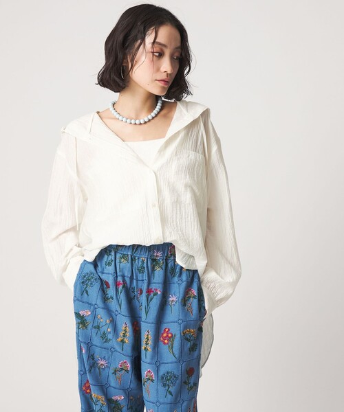 CITEN(シテン)の「<CITEN>シアーフードシャツ(シャツ/ブラウス・レディース・ブラック/イエロー/ホワイト・FREE)」の4枚目の写真