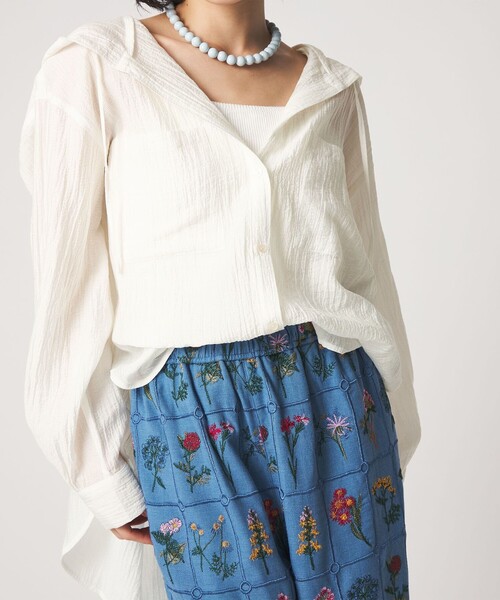 CITEN(シテン)の「<CITEN>シアーフードシャツ(シャツ/ブラウス・レディース・ブラック/イエロー/ホワイト・FREE)」の5枚目の写真