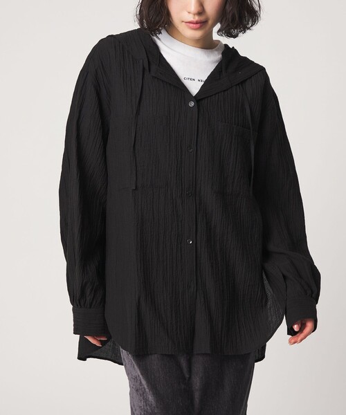 CITEN(シテン)の「<CITEN>シアーフードシャツ(シャツ/ブラウス・レディース・ブラック/イエロー/ホワイト・FREE)」の7枚目の写真