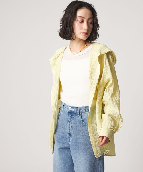 CITEN(シテン)の「<CITEN>シアーフードシャツ(シャツ/ブラウス・レディース・ブラック/イエロー/ホワイト・FREE)」の9枚目の写真