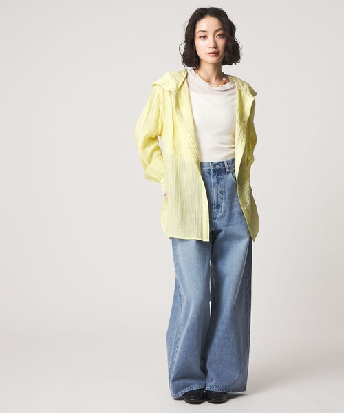 CITEN(シテン)の「<CITEN>シアーフードシャツ(シャツ/ブラウス・レディース・ブラック/イエロー/ホワイト・FREE)」の10枚目の写真