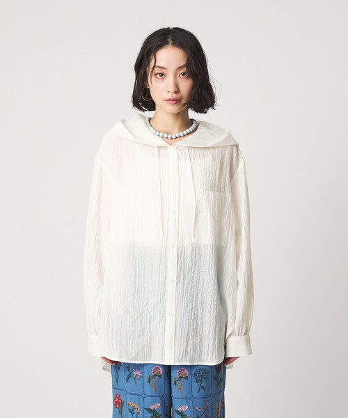 CITEN(シテン)の「<CITEN>シアーフードシャツ(シャツ/ブラウス・レディース・ブラック/イエロー/ホワイト・FREE)」の11枚目の写真