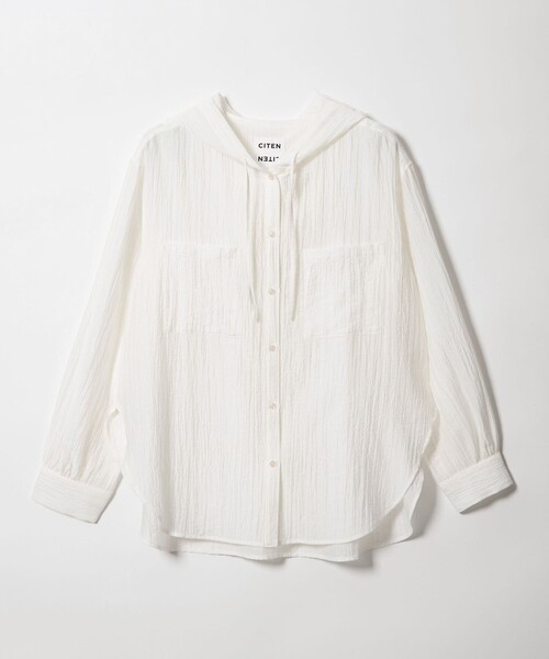 CITEN(シテン)の「<CITEN>シアーフードシャツ(シャツ/ブラウス・レディース・ブラック/イエロー/ホワイト・FREE)」の14枚目の写真