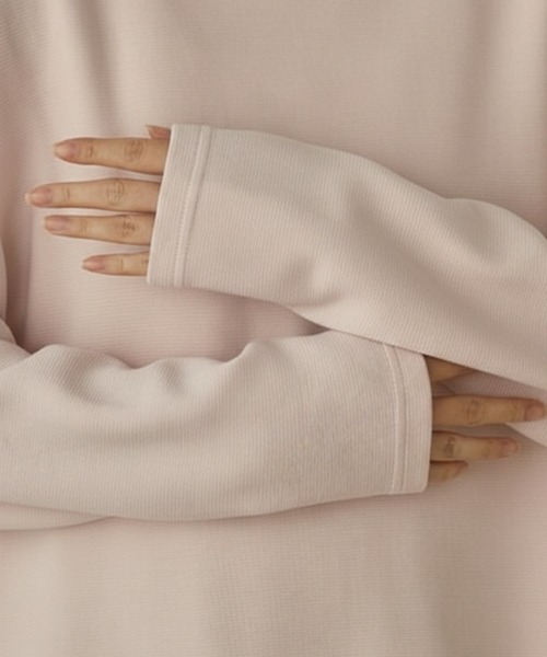 Cinderella（シンデレラ）の「リップルダブルフェイスシルエットプルオーバー ボックスシルエット 裾スリット ストレスフリー トップス カジュアル レディース プルオーバー ミドル丈 春 秋 冬 あたたかい きれいめ かわいい ゆったり（Tシャツ/カットソー・レディース・ブラック/グレー/ピンク/ホワイト/ブラウン・FREE）」の21枚目の写真