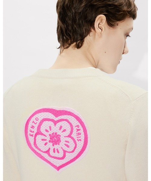 KENZO ウールカーディガン Mサイズ ベージュ セール】'KENZO Boke Heart' カーディガン イン コットン ウール