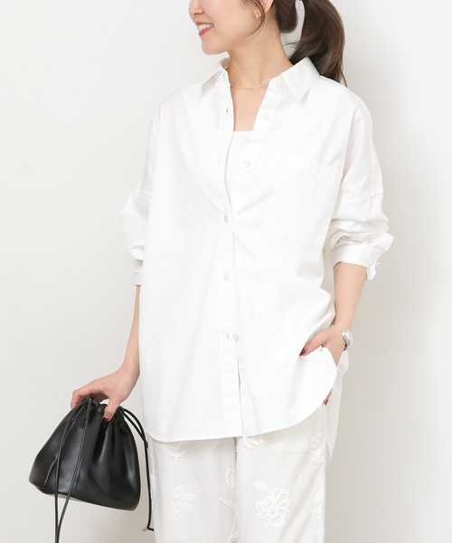 JOURNAL STANDARD relume（ジャーナルスタンダード　レリューム）の「コンパクトコットンストライプビッグシャツ（シャツ/ブラウス・レディース・ホワイト/サックスブルー/ベージュ系その他/ホワイト系その他・FREE）」の2枚目の写真