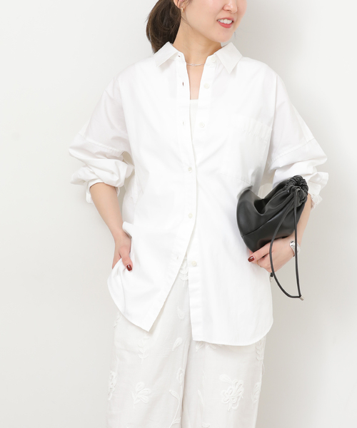 JOURNAL STANDARD relume（ジャーナルスタンダード　レリューム）の「コンパクトコットンストライプビッグシャツ（シャツ/ブラウス・レディース・ホワイト/サックスブルー/ベージュ系その他/ホワイト系その他・FREE）」の8枚目の写真