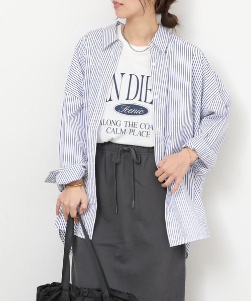 JOURNAL STANDARD relume（ジャーナルスタンダード　レリューム）の「コンパクトコットンストライプビッグシャツ（シャツ/ブラウス・レディース・ホワイト/サックスブルー/ベージュ系その他/ホワイト系その他・FREE）」の16枚目の写真