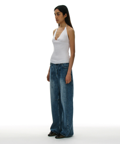 PARTIMENTO WOMEN(パルティメントウィメン)の「ウォッシュドラウンドジーンズ_ミッドブルー(デニムパンツ・レディース・ブルー・SMALL/MEDIUM)」の2枚目の写真