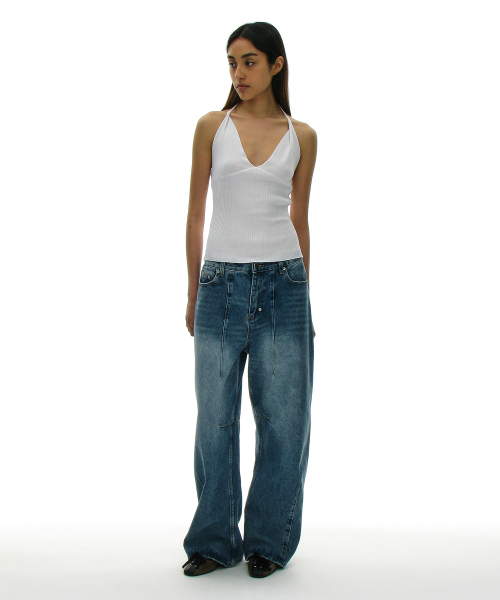 PARTIMENTO WOMEN(パルティメントウィメン)の「ウォッシュドラウンドジーンズ_ミッドブルー(デニムパンツ・レディース・ブルー・SMALL/MEDIUM)」の4枚目の写真