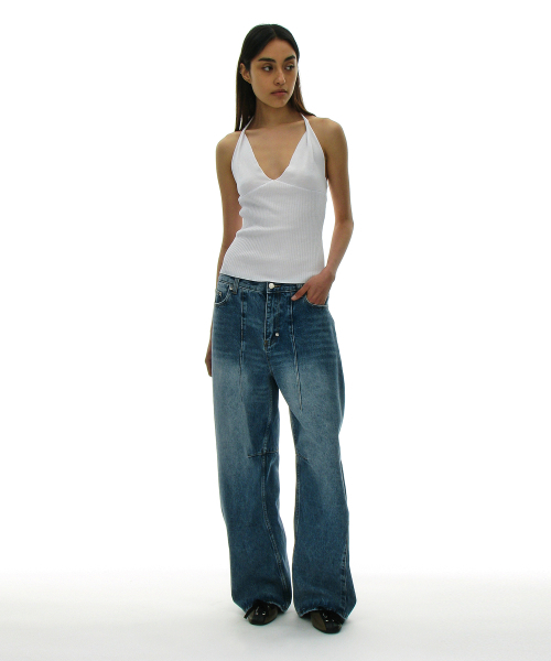 PARTIMENTO WOMEN(パルティメントウィメン)の「ウォッシュドラウンドジーンズ_ミッドブルー(デニムパンツ・レディース・ブルー・SMALL/MEDIUM)」の5枚目の写真