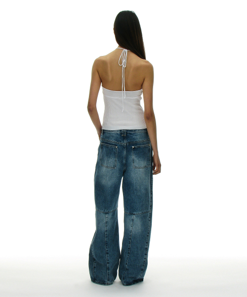 PARTIMENTO WOMEN(パルティメントウィメン)の「ウォッシュドラウンドジーンズ_ミッドブルー(デニムパンツ・レディース・ブルー・SMALL/MEDIUM)」の6枚目の写真