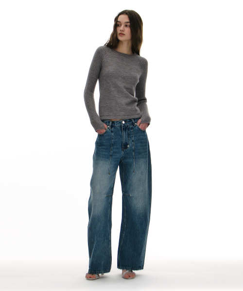 PARTIMENTO WOMEN(パルティメントウィメン)の「ウォッシュドラウンドジーンズ_ミッドブルー(デニムパンツ・レディース・ブルー・SMALL/MEDIUM)」の7枚目の写真