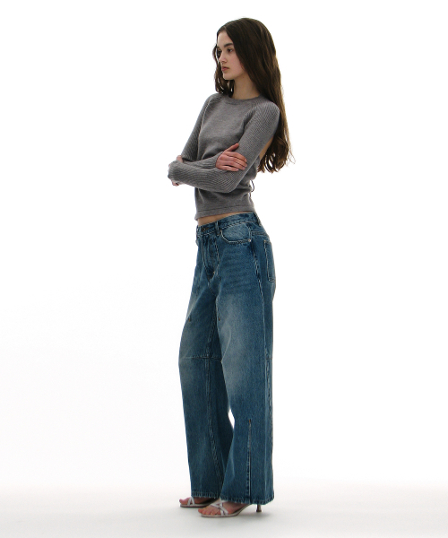 PARTIMENTO WOMEN(パルティメントウィメン)の「ウォッシュドラウンドジーンズ_ミッドブルー(デニムパンツ・レディース・ブルー・SMALL/MEDIUM)」の8枚目の写真