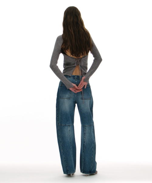 PARTIMENTO WOMEN(パルティメントウィメン)の「ウォッシュドラウンドジーンズ_ミッドブルー(デニムパンツ・レディース・ブルー・SMALL/MEDIUM)」の9枚目の写真