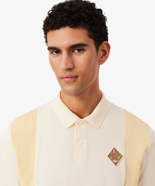 LACOSTE（ラコステ）の「サイドパネルパイル地切り替えゴルフポロシャツ（ポロシャツ・メンズ・グリーン/ベージュ・3/4/5）」の3枚目の写真