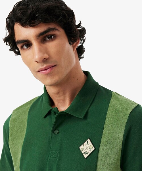 LACOSTE（ラコステ）の「サイドパネルパイル地切り替えゴルフポロシャツ（ポロシャツ・メンズ・グリーン/ベージュ・3/4/5）」の10枚目の写真