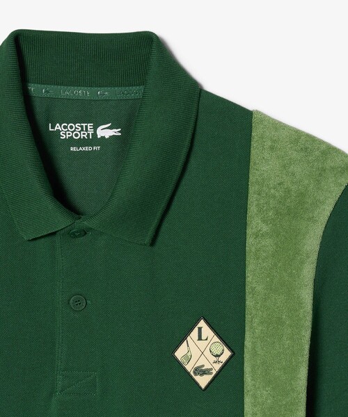 LACOSTE（ラコステ）の「サイドパネルパイル地切り替えゴルフポロシャツ（ポロシャツ・メンズ・グリーン/ベージュ・3/4/5）」の13枚目の写真