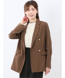 m.f.editorial（エムエフエディトリアル）の「【シアー素材 軽量 ウォッシャブル】m.f.エディトリアル レディース 麻調合繊 ダブル ジャケット 茶（テーラードジャケット）」