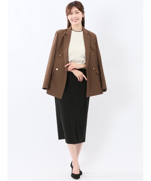 m.f.editorial(エムエフエディトリアル)の「【シアー素材 軽量 ウォッシャブル】m.f.エディトリアル レディース 麻調合繊 ダブル ジャケット 茶(テーラードジャケット・レディース・ブラウン・MEDIUM/LARGE)」の7枚目の写真