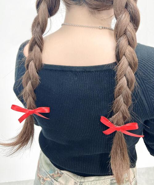 WEGO(ウィゴー)の「WEGO/【2点セット】ナローリボンクリップ(バレッタ/ヘアクリップ・レディース・サックスブルー/ライトピンク/ブラック/オフホワイト/レッド・FREE)」の7枚目の写真