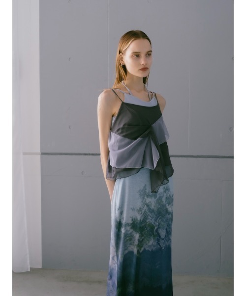 sahara(サハラ)の「Bi-color Ruffle Sheer Camisole/バイカラーラッフルシアーキャミソール(キャミソール・レディース・ブラック/ブルーグレー/ブラウン・FREE)」の12枚目の写真