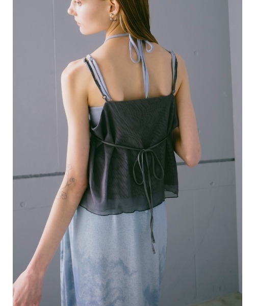 sahara(サハラ)の「Bi-color Ruffle Sheer Camisole/バイカラーラッフルシアーキャミソール(キャミソール・レディース・ブラック/ブルーグレー/ブラウン・FREE)」の14枚目の写真