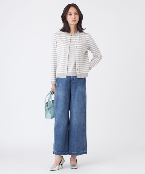 TRANS WORK(トランスワーク)の「【ウォッシャブル】セーターマシンカーディガン(Tシャツ/カットソー・レディース・オフホワイト/グレー系その他/ブラウン・40/38)」の5枚目の写真