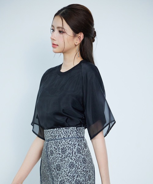 SAISON DE PAPILLON(セゾンドパピヨン)の「レーディス Tシャツ 異素材 ラグランスリーブ 体型カバー ゆったり カジュアル(Tシャツ/カットソー・レディース・ブラック/ライトベージュ/ピンクベージュ・L/M/S)」の9枚目の写真