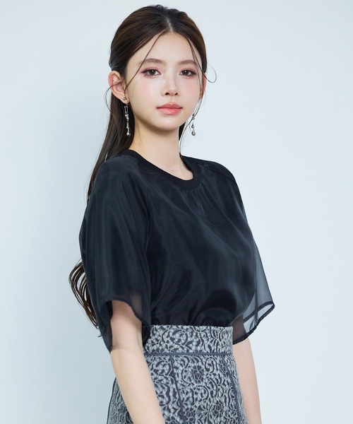 SAISON DE PAPILLON(セゾンドパピヨン)の「レーディス Tシャツ 異素材 ラグランスリーブ 体型カバー ゆったり カジュアル(Tシャツ/カットソー・レディース・ブラック/ライトベージュ/ピンクベージュ・L/M/S)」の10枚目の写真