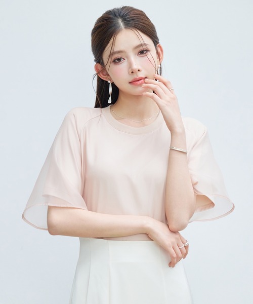 SAISON DE PAPILLON(セゾンドパピヨン)の「レーディス Tシャツ 異素材 ラグランスリーブ 体型カバー ゆったり カジュアル(Tシャツ/カットソー・レディース・ブラック/ライトベージュ/ピンクベージュ・L/M/S)」の16枚目の写真