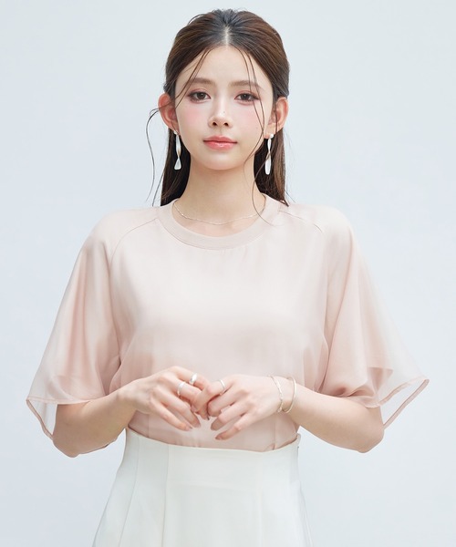 SAISON DE PAPILLON(セゾンドパピヨン)の「レーディス Tシャツ 異素材 ラグランスリーブ 体型カバー ゆったり カジュアル(Tシャツ/カットソー・レディース・ブラック/ライトベージュ/ピンクベージュ・L/M/S)」の17枚目の写真