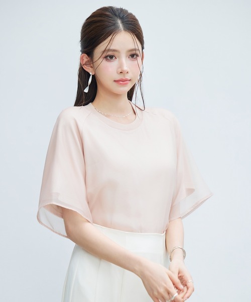 SAISON DE PAPILLON(セゾンドパピヨン)の「レーディス Tシャツ 異素材 ラグランスリーブ 体型カバー ゆったり カジュアル(Tシャツ/カットソー・レディース・ブラック/ライトベージュ/ピンクベージュ・L/M/S)」の18枚目の写真
