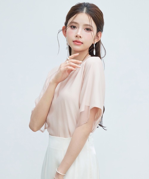 SAISON DE PAPILLON(セゾンドパピヨン)の「レーディス Tシャツ 異素材 ラグランスリーブ 体型カバー ゆったり カジュアル(Tシャツ/カットソー・レディース・ブラック/ライトベージュ/ピンクベージュ・L/M/S)」の19枚目の写真