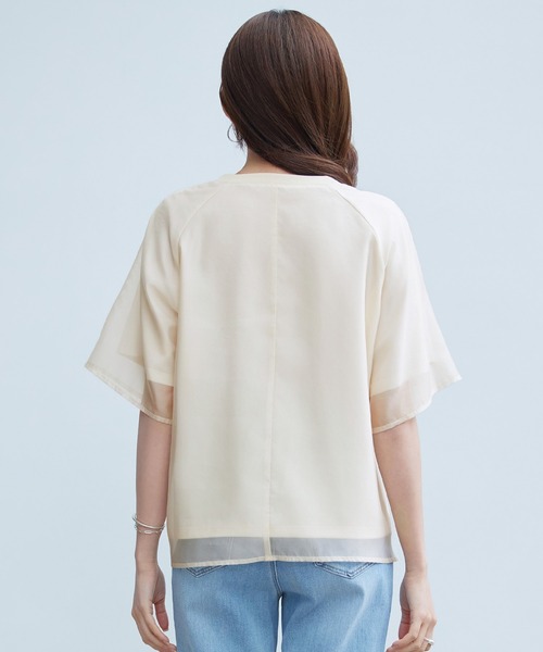 SAISON DE PAPILLON(セゾンドパピヨン)の「レーディス Tシャツ 異素材 ラグランスリーブ 体型カバー ゆったり カジュアル(Tシャツ/カットソー・レディース・ブラック/ライトベージュ/ピンクベージュ・L/M/S)」の22枚目の写真