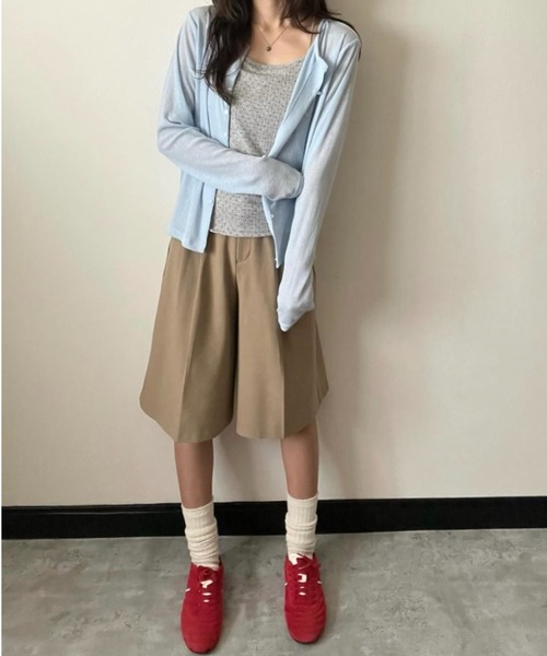 YENNA(イェンナ)の「シアーリブカーディガン 冷房対策/レイヤード(カーディガン/ボレロ・レディース・ブラック/ピンク/ホワイト/ネイビー/サックスブルー・FREE)」の12枚目の写真