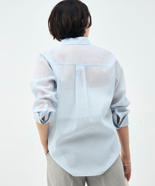 NOLLEY’S Sophi(ノーリーズソフィ)の「ウォッシャブルシアーオーガンジー2WAYシャツ(シャツ/ブラウス・レディース・サックスブルー/オレンジ/ベージュ/ホワイト・36/38)」の7枚目の写真