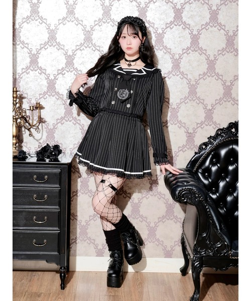 NOEMIE(ノエミー)の「テーラードネクタイ刺繍セーラーセットアップ(ワンピース・レディース・ブラック/ダークグレー/レッド・M)」の10枚目の写真