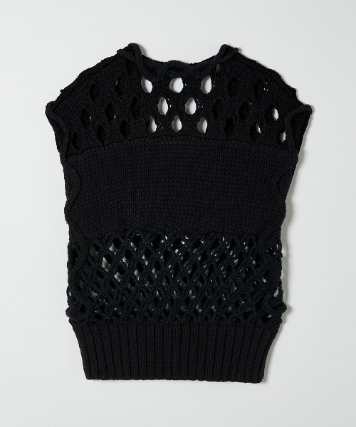 leinwande(ラインヴァンド)の「Mix Yarn Crochet Top / ミックスヤーンクロシェトップ(ベスト・レディース・ブラック・ONE SIZE)」の6枚目の写真