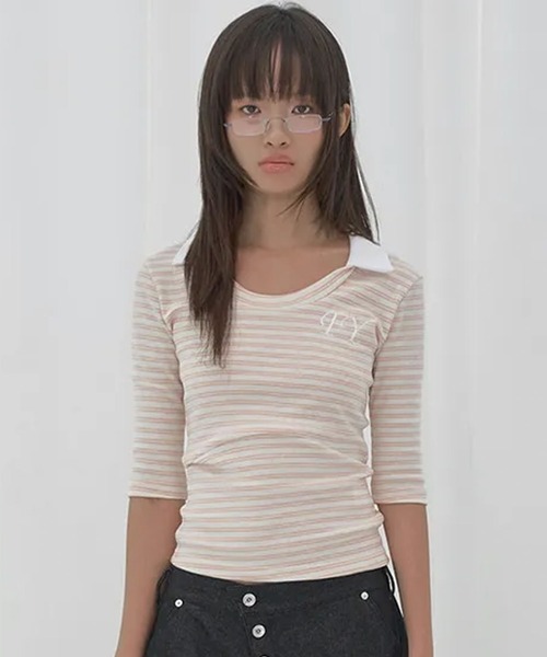 Ada.(エイダ)の「◇FANCYCLUB◇ブランド直輸入正規品/ソフト ファンシー カラー トップ SOFT FANCY COLLAR TOP(ポロシャツ・レディース・ピンク/ブルー/ブラック・FREE)」の19枚目の写真