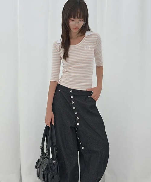 Ada.(エイダ)の「◇FANCYCLUB◇ブランド直輸入正規品/ソフト ファンシー カラー トップ SOFT FANCY COLLAR TOP(ポロシャツ・レディース・ピンク/ブルー/ブラック・FREE)」の18枚目の写真