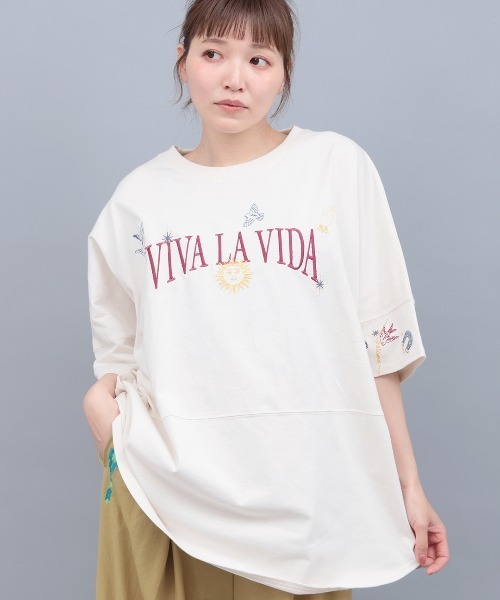 チチカカ(チチカカ)の「ミラグロ刺繍チュニックTシャツ(Tシャツ/カットソー・レディース・オレンジ/ブラック/アイボリー/グリーン・FREE)」の1枚目の写真