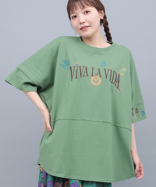 チチカカ(チチカカ)の「ミラグロ刺繍チュニックTシャツ(Tシャツ/カットソー・レディース・オレンジ/ブラック/アイボリー/グリーン・FREE)」の2枚目の写真