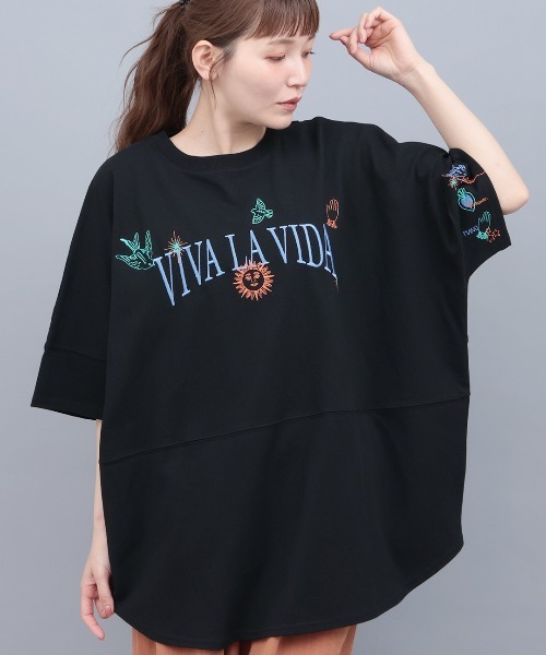 チチカカ(チチカカ)の「ミラグロ刺繍チュニックTシャツ(Tシャツ/カットソー・レディース・オレンジ/ブラック/アイボリー/グリーン・FREE)」の3枚目の写真