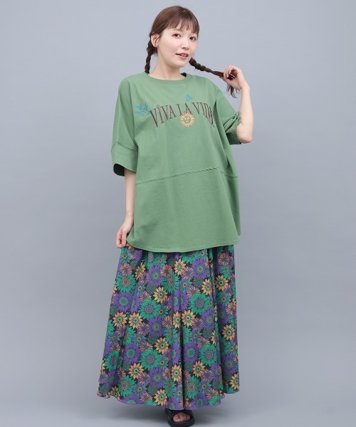チチカカ(チチカカ)の「ミラグロ刺繍チュニックTシャツ(Tシャツ/カットソー・レディース・オレンジ/ブラック/アイボリー/グリーン・FREE)」の7枚目の写真