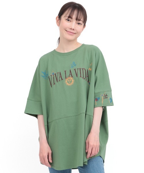 チチカカ(チチカカ)の「ミラグロ刺繍チュニックTシャツ(Tシャツ/カットソー・レディース・オレンジ/ブラック/アイボリー/グリーン・FREE)」の11枚目の写真