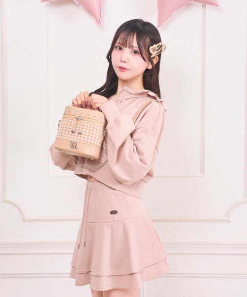 LAFARY（ラファリー）の「ギンガム合皮バニティバッグ（ショルダーバッグ・レディース・ベージュ/ピンク/ブラック・FREE）」の5枚目の写真