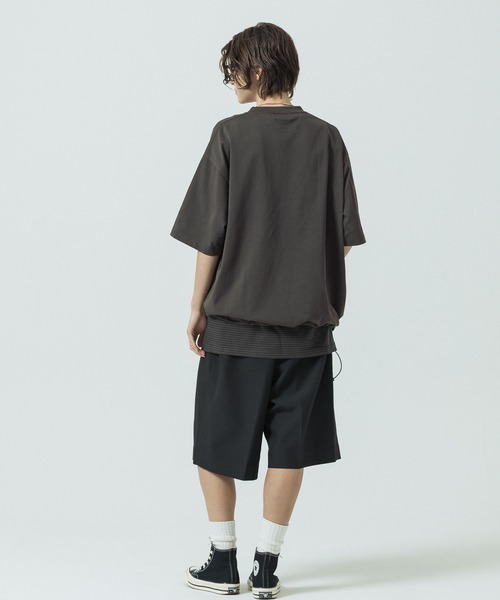 SLICK(スリック)の「【SLICK/スリック】30/2 Compact Yarn Drawstring T-shirt/コンパクトヤーンドローストリングTシャツ/オーバーサイズ シルエット(Tシャツ/カットソー・メンズ・ホワイト/ラベンダー/ブラック/ブラウン・1/3/2)」の8枚目の写真