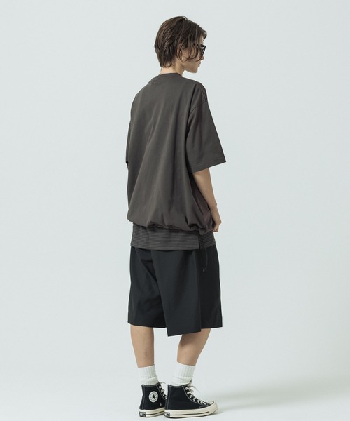 SLICK(スリック)の「【SLICK/スリック】30/2 Compact Yarn Drawstring T-shirt/コンパクトヤーンドローストリングTシャツ/オーバーサイズ シルエット(Tシャツ/カットソー・メンズ・ホワイト/ラベンダー/ブラック/ブラウン・1/3/2)」の9枚目の写真