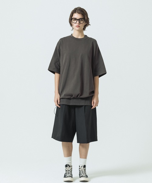 SLICK(スリック)の「【SLICK/スリック】30/2 Compact Yarn Drawstring T-shirt/コンパクトヤーンドローストリングTシャツ/オーバーサイズ シルエット(Tシャツ/カットソー・メンズ・ホワイト/ラベンダー/ブラック/ブラウン・1/3/2)」の10枚目の写真